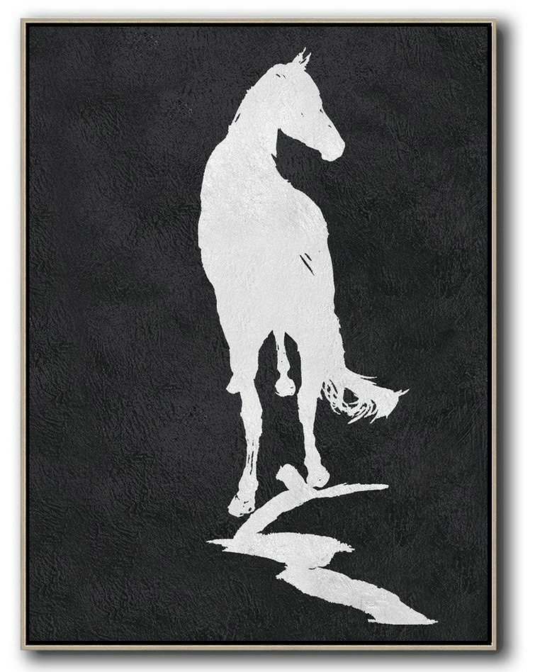 Abstract Painting On Canvas,Black And White Minimal Painting On Canvas - Canvas Painting Wall Decor